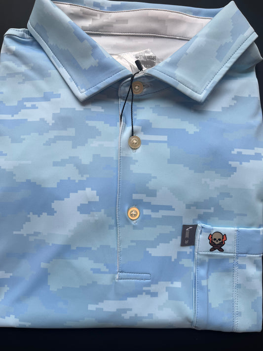 Cigar Pocket Performance Polo - Blue Camo