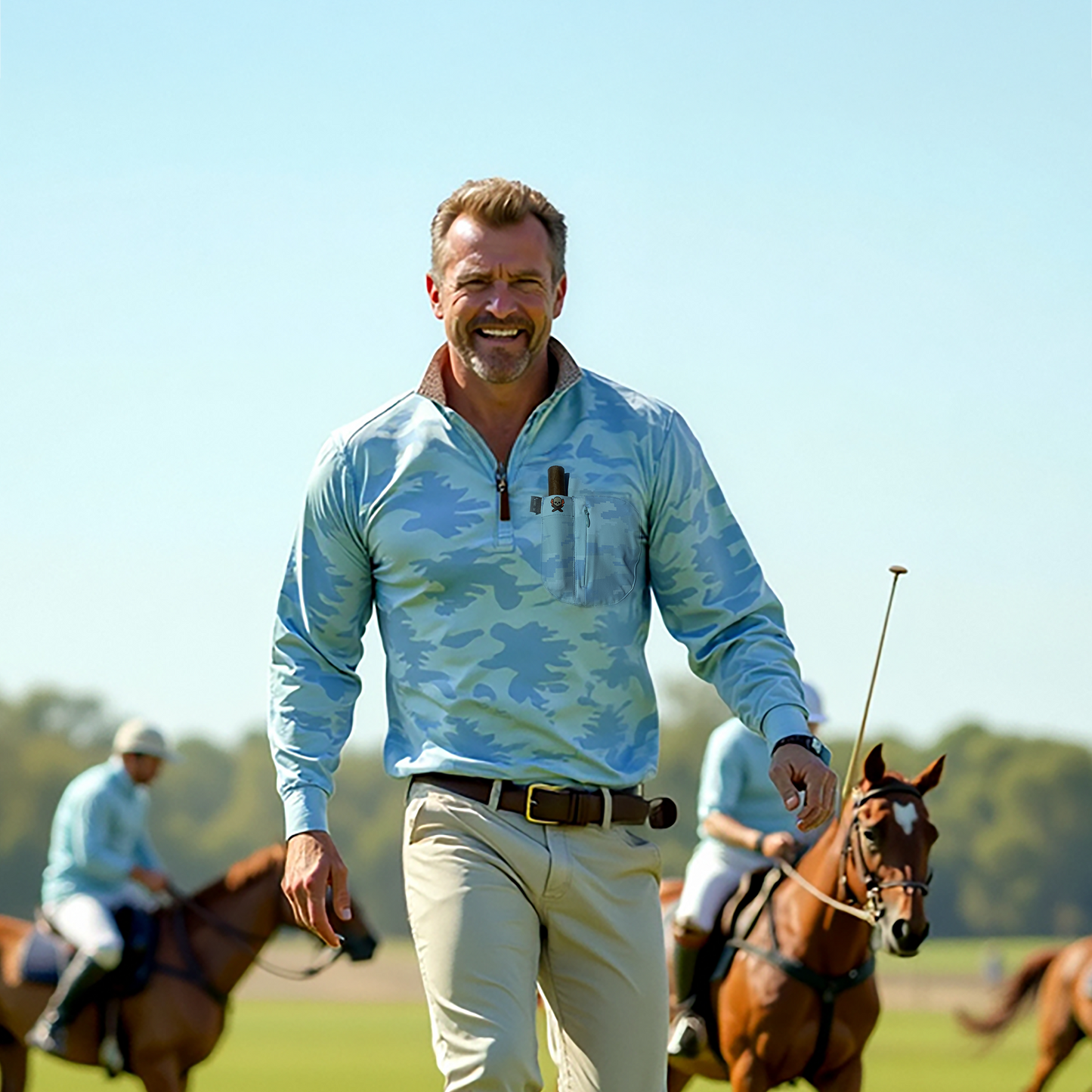 Cigar Pocket Performance Quarter Zip – Blue Camo