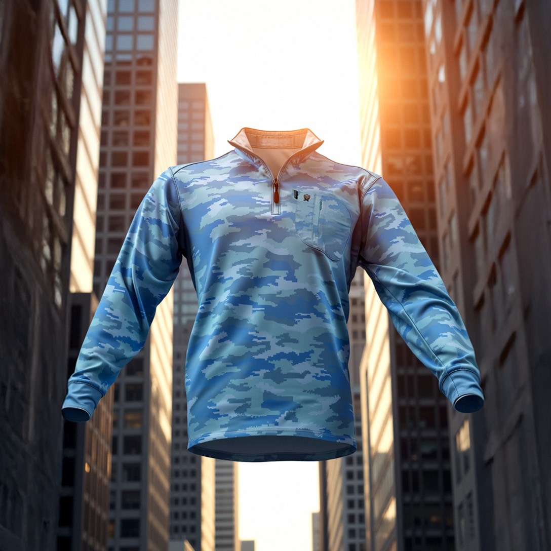 Cigar Pocket Performance Quarter Zip – Blue Camo