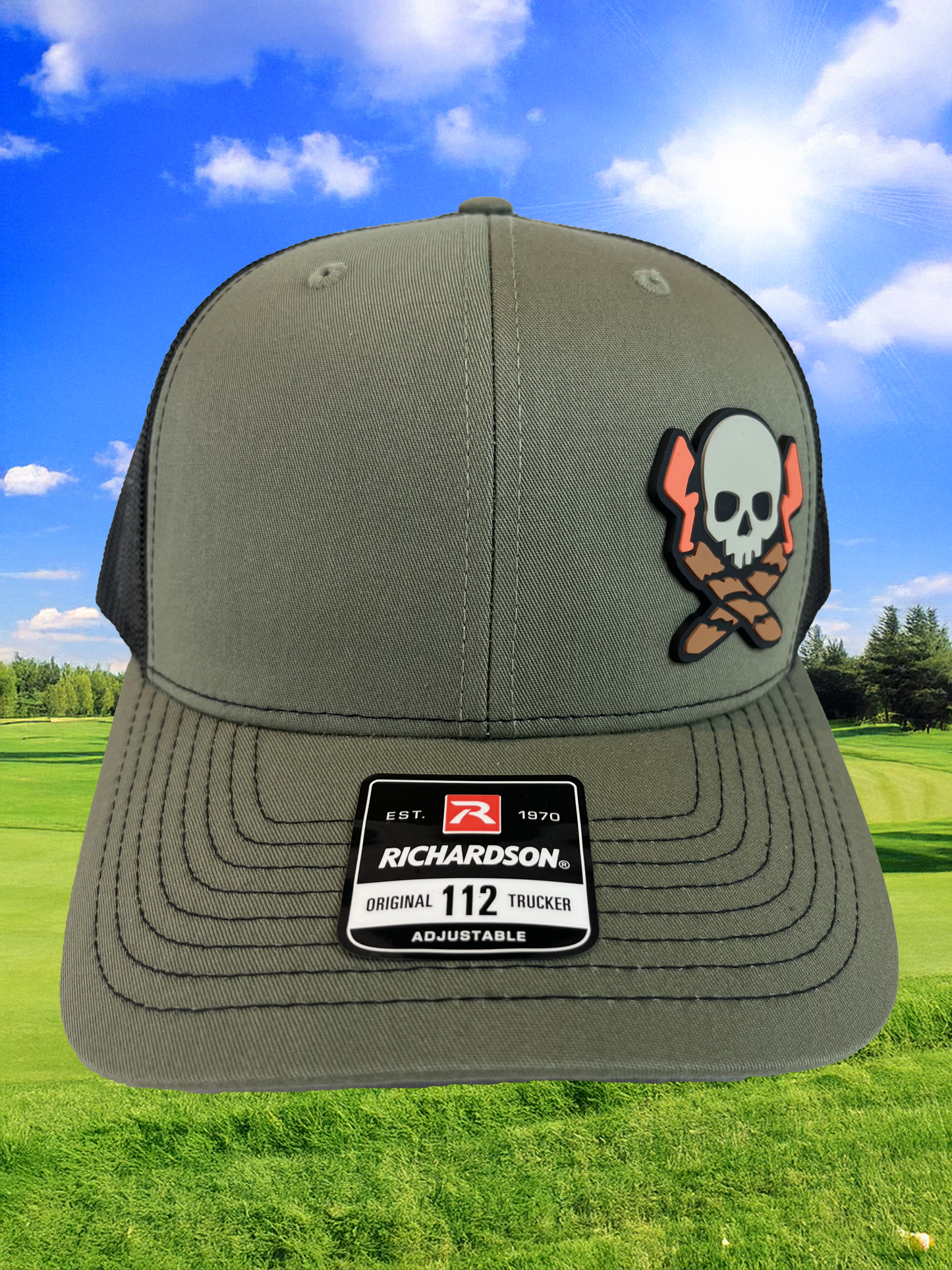 Jolly Roger Snap Back Hat - Olive & Black