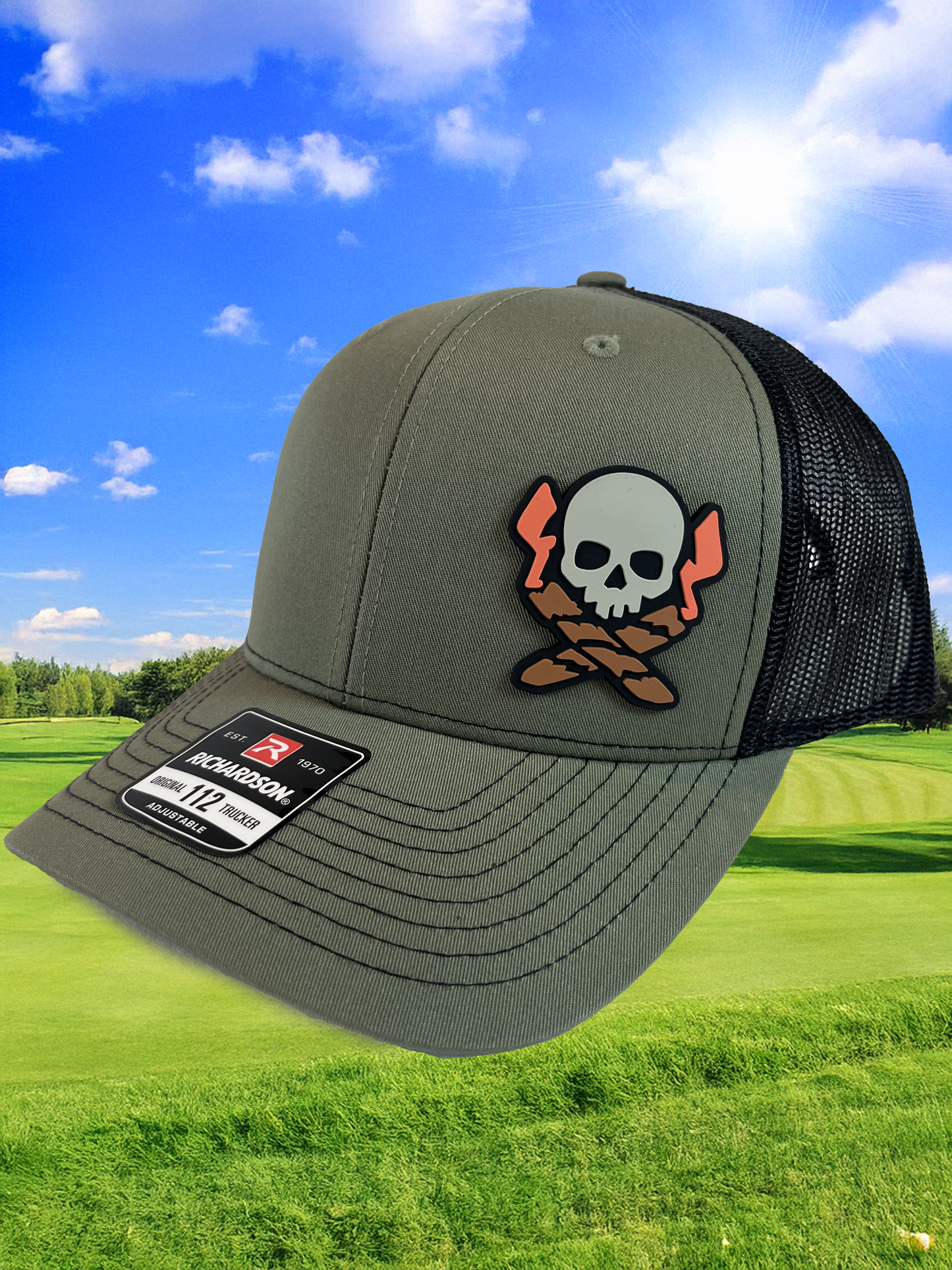 Jolly Roger Snap Back Hat - Olive & Black