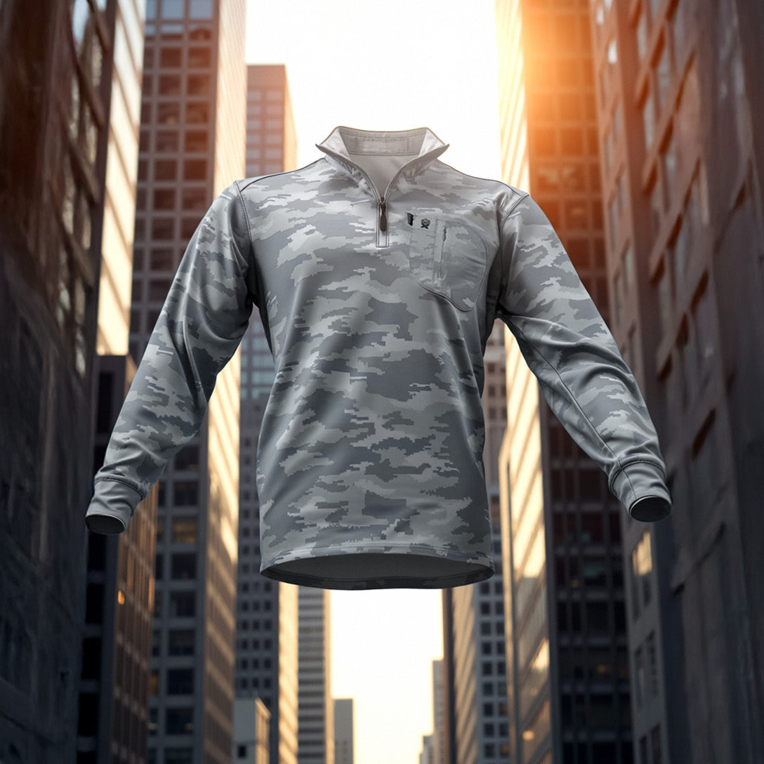 Cigar Pocket Performance Quarter Zip – Grey Camo