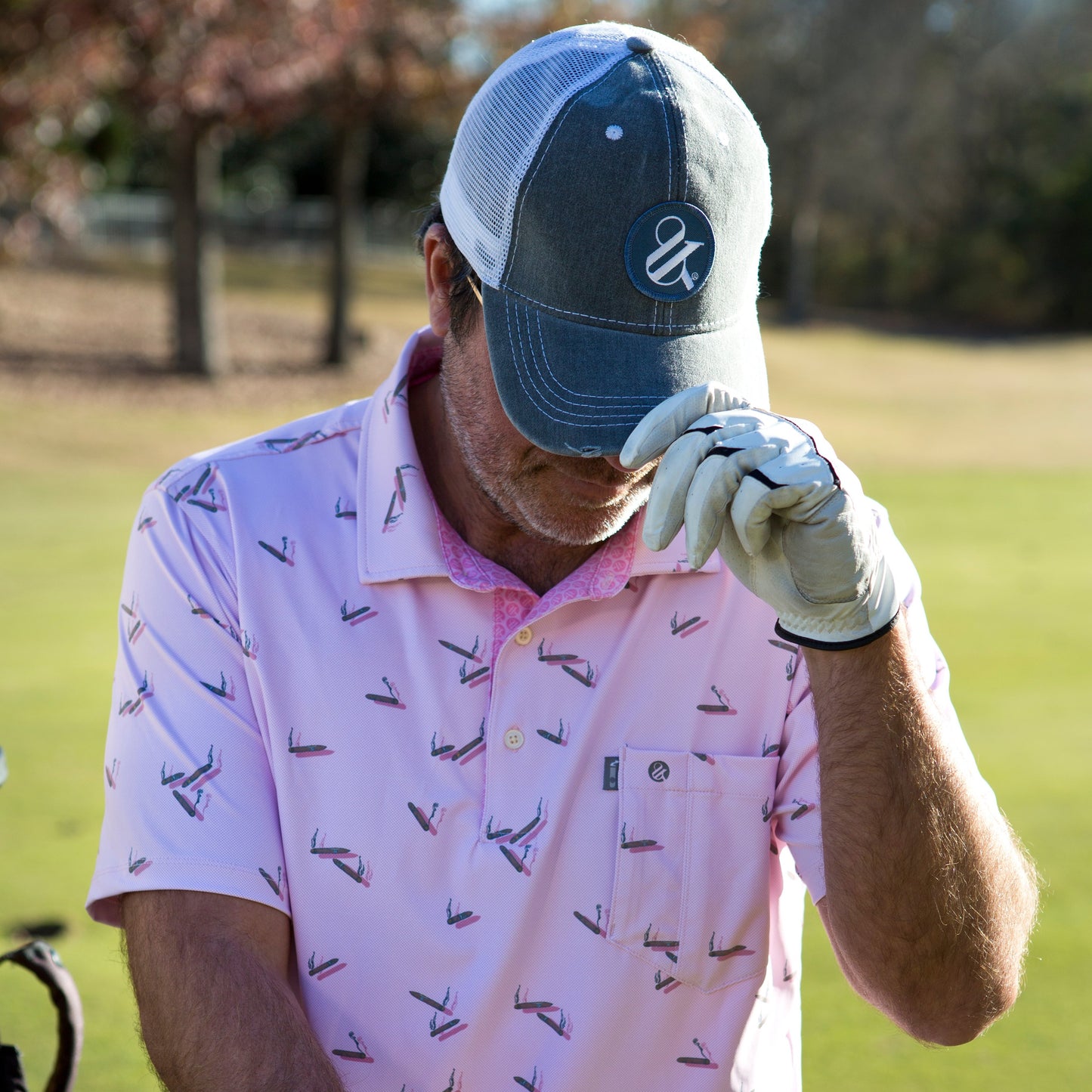 Cigar Pocket Performance Polo - Cigar, Pink