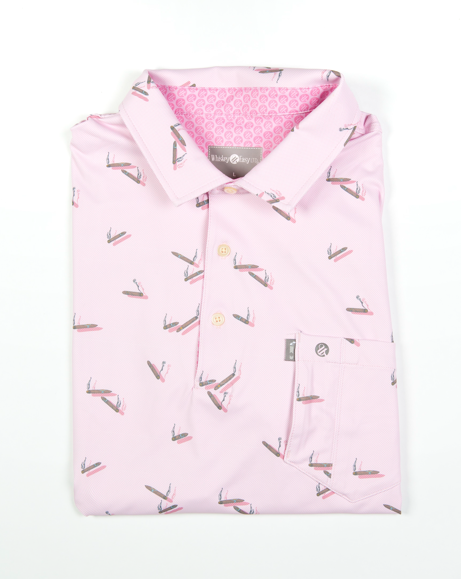 Cigar Pocket Performance Polo - Cigar, Pink