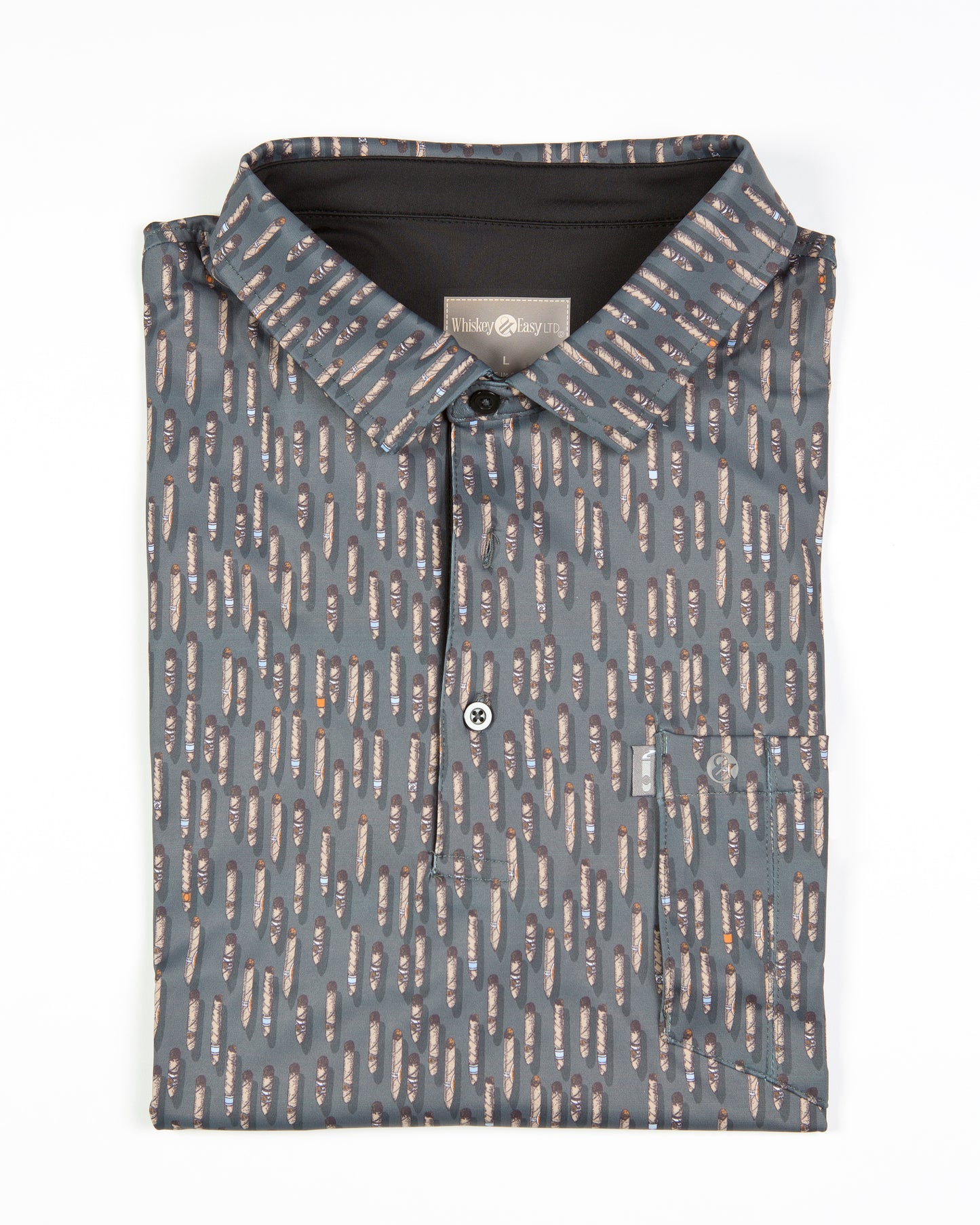 Cigar Pocket Performance Polo - Cigar Grey