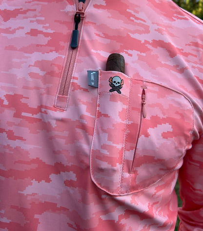 Cigar Pocket Performance Quarter Zip – Coral Camo