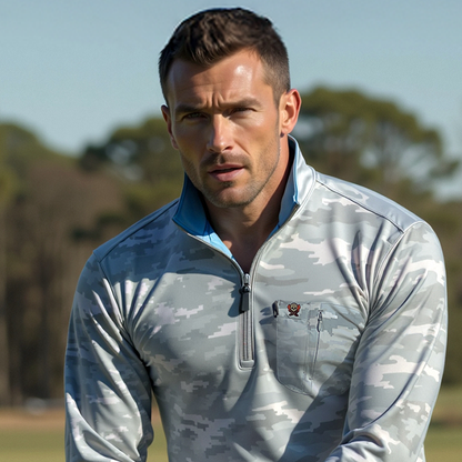 Cigar Pocket Performance Quarter Zip – Grey Camo