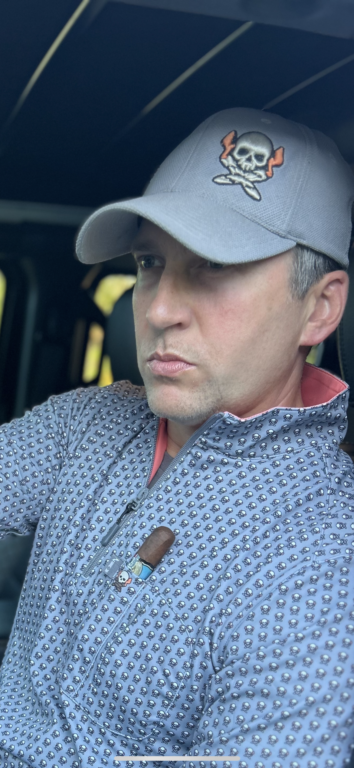 Cigar Pocket Performance Quarter Zip – Grey Jolly Roger